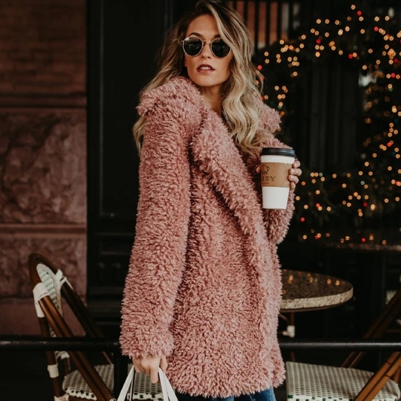Coming Soon! Chica Faux Fur Coat Pink M - Picture 3 of 3